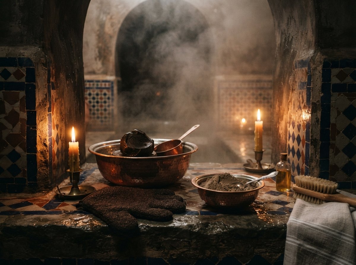 Hammam marocain — bols en cuivre et vapeur